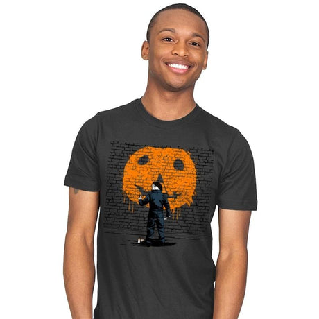 Halloween Graffiti - Mens T-Shirts RIPT Apparel Small / Charcoal