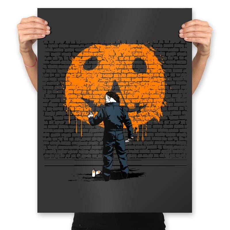 Halloween Graffiti - Prints Posters RIPT Apparel 18x24 / Charcoal