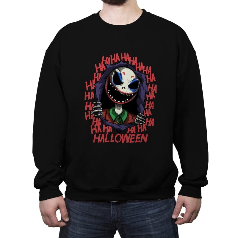 Halloween Joker - Crew Neck Sweatshirt Crew Neck Sweatshirt RIPT Apparel Small / Black