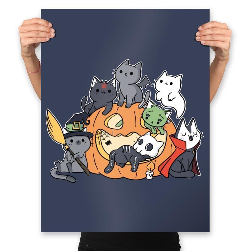Halloween Kittens - Prints Posters RIPT Apparel 18x24 / Navy