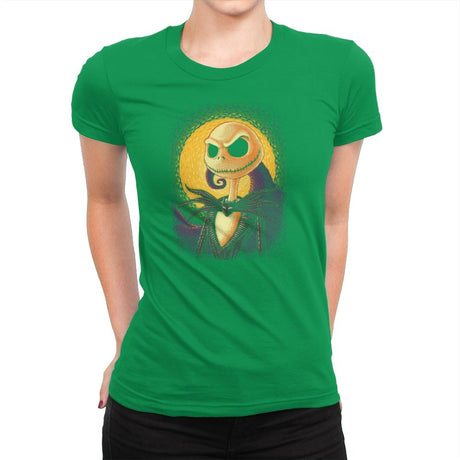 Halloween Portrait - Pop Impressionism - Womens Premium T-Shirts RIPT Apparel Small / Kelly Green