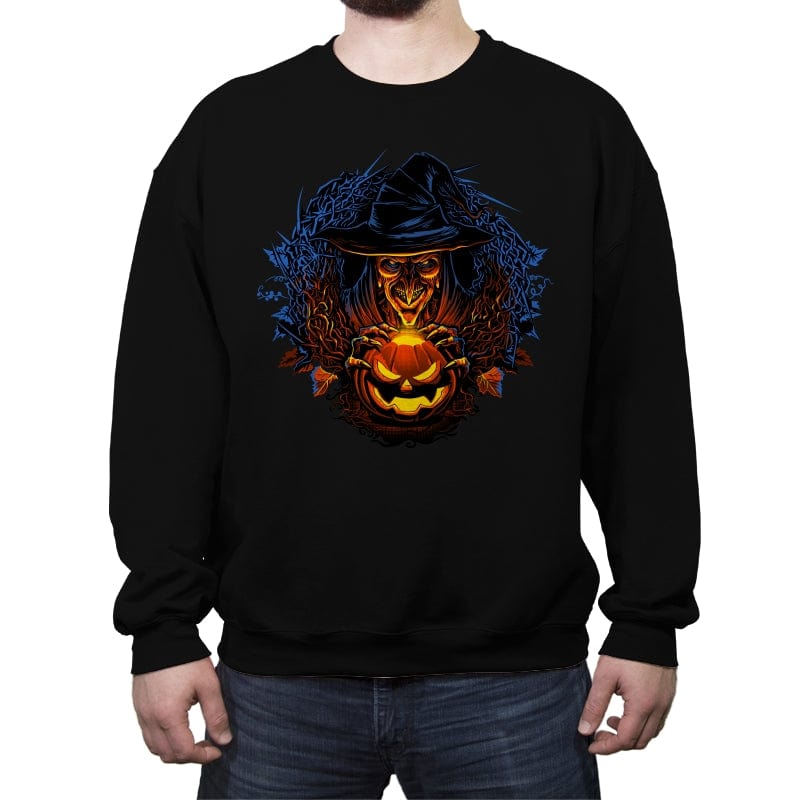 Halloween Wreath - Crew Neck Sweatshirt Crew Neck Sweatshirt RIPT Apparel Small / Black