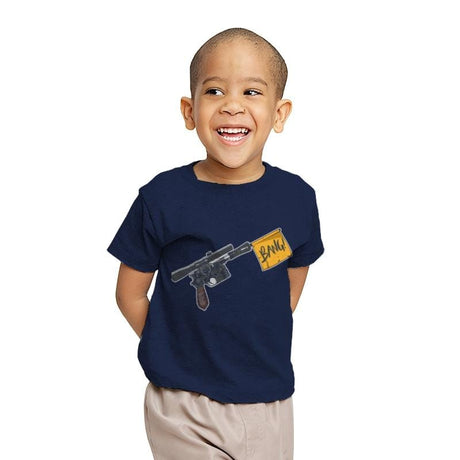 Han Shot First  - Youth T-Shirts RIPT Apparel X-small / Navy