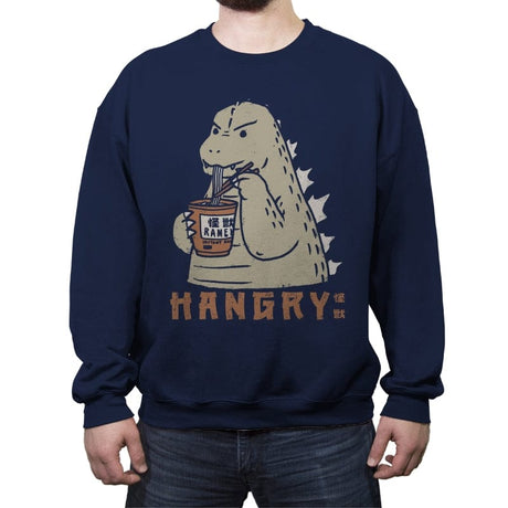 Hangry Kaiju - Crew Neck Sweatshirt Crew Neck Sweatshirt RIPT Apparel Small / Navy