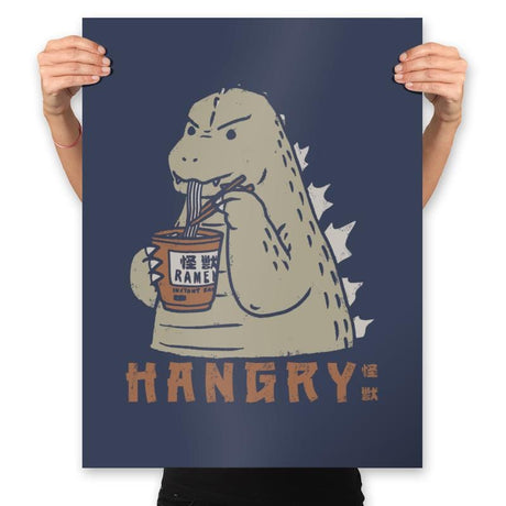 Hangry Kaiju - Prints Posters RIPT Apparel 18x24 / Navy