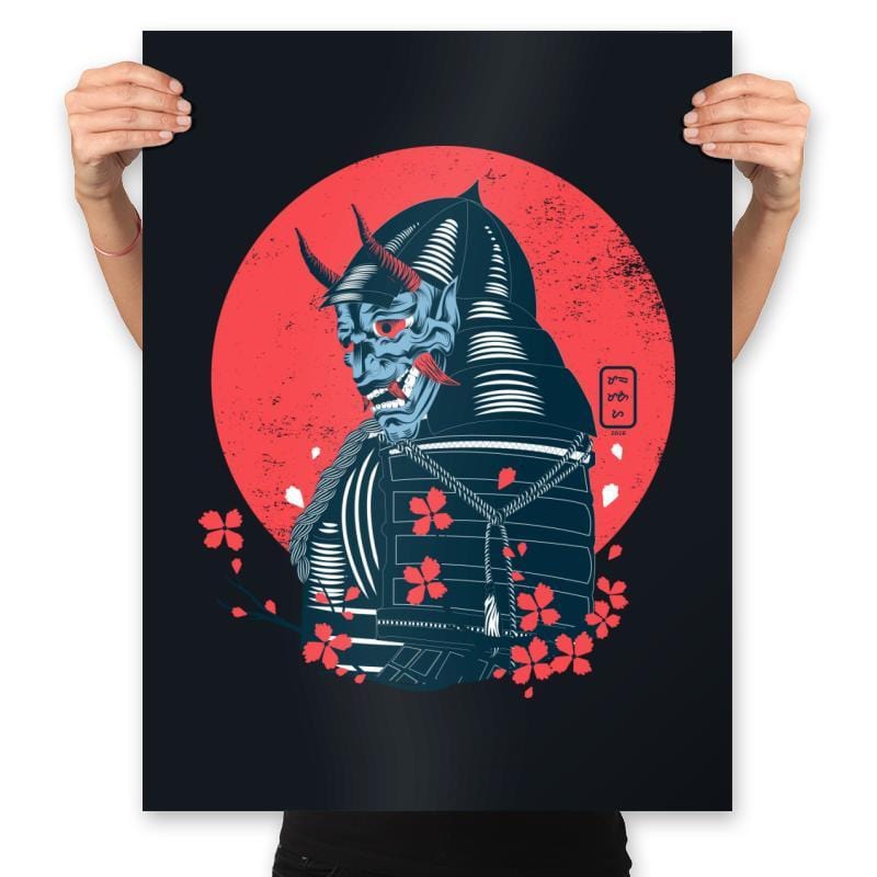 Hannya Sakura Samurai - Prints Posters RIPT Apparel 18x24 / Black