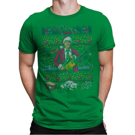 Hap, Hap, Happiest Sweater this Side of the Nuthouse - Ugly Holiday - Mens Premium T-Shirts RIPT Apparel Small / Kelly Green