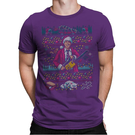 Hap, Hap, Happiest Sweater this Side of the Nuthouse - Ugly Holiday - Mens Premium T-Shirts RIPT Apparel Small / Purple Rush
