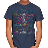 Hap, Hap, Happiest Sweater this Side of the Nuthouse - Ugly Holiday - Mens T-Shirts RIPT Apparel Small / Navy
