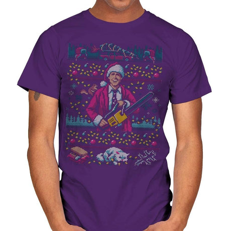 Hap, Hap, Happiest Sweater this Side of the Nuthouse - Ugly Holiday - Mens T-Shirts RIPT Apparel Small / Purple