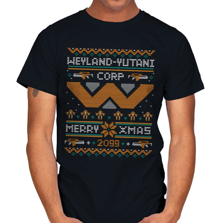 Happy Alien Xmas - Mens T-Shirts RIPT Apparel Small / Black