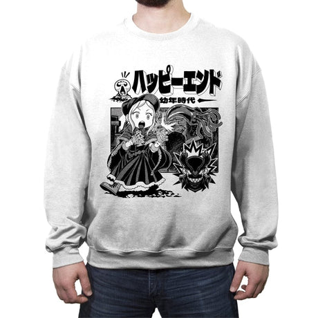 Happy Ending - Crew Neck Sweatshirt Crew Neck Sweatshirt RIPT Apparel Small / White