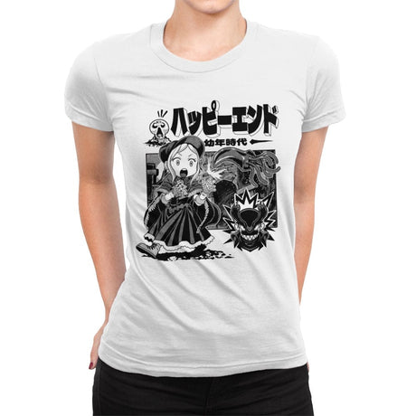 Happy Ending - Womens Premium T-Shirts RIPT Apparel Small / White