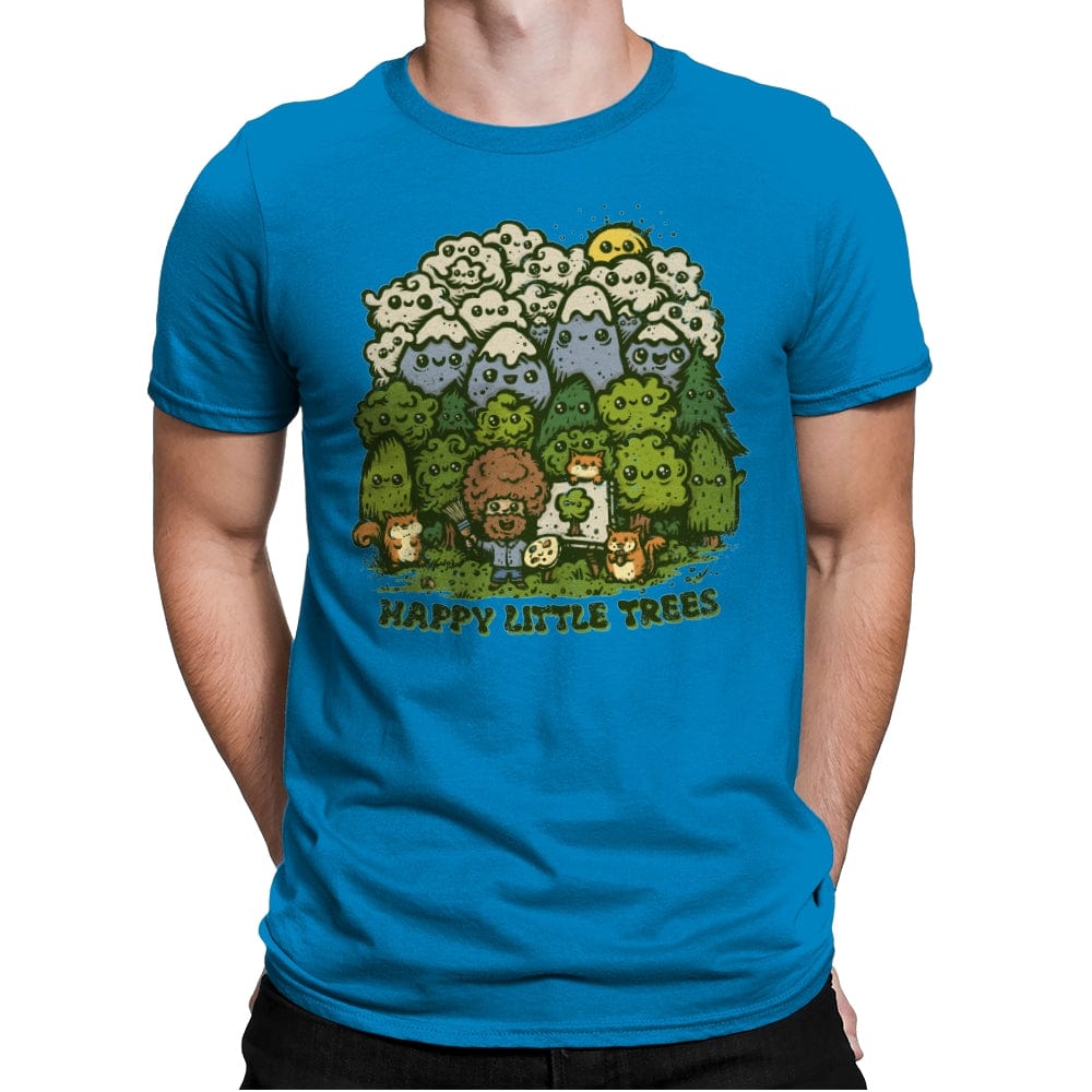 Happy Little Trees - Mens Premium T-Shirts RIPT Apparel Small / Turqouise