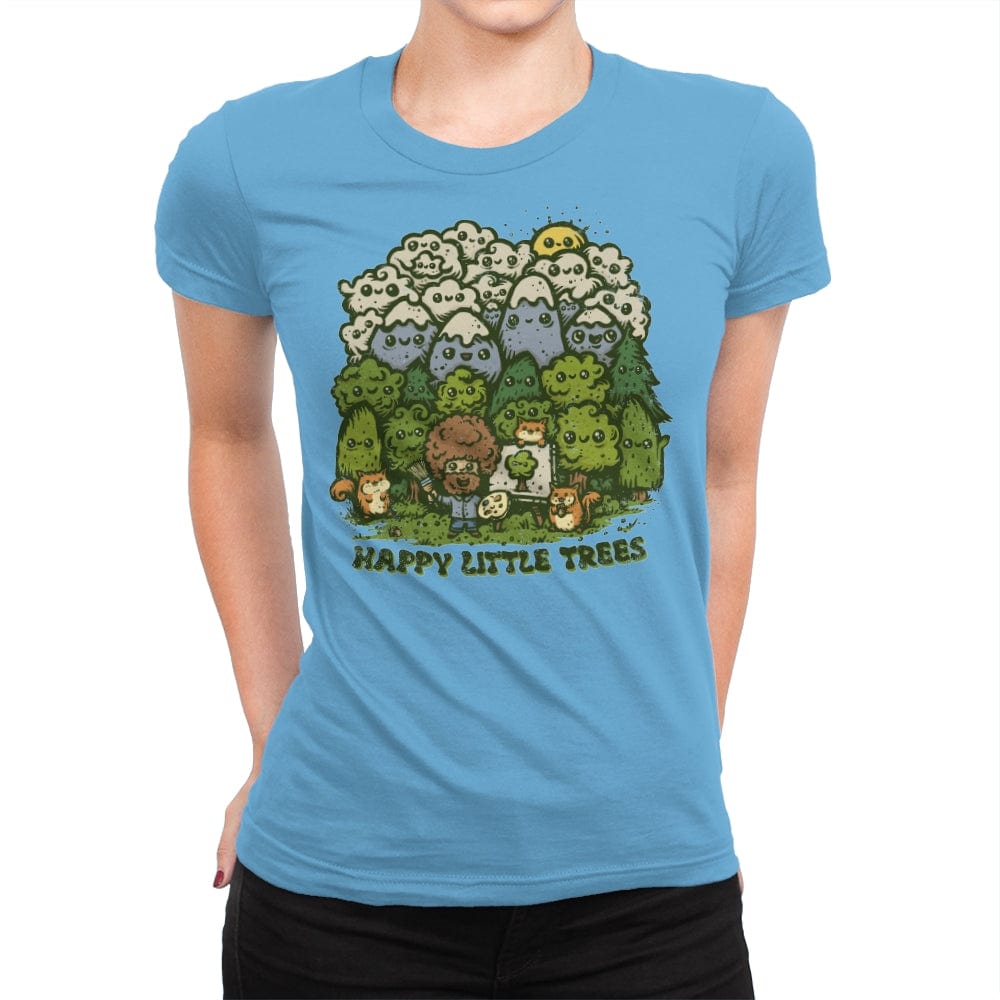 Happy Little Trees - Womens Premium T-Shirts RIPT Apparel Small / Turquoise