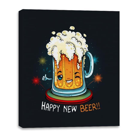 Happy New Beer - Canvas Wraps Canvas Wraps RIPT Apparel 16x20 / Black