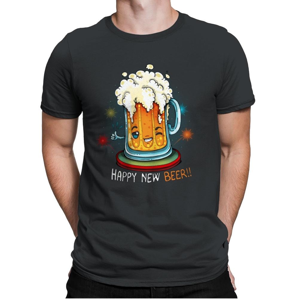 Happy New Beer - Mens Premium T-Shirts RIPT Apparel Small / Heavy Metal