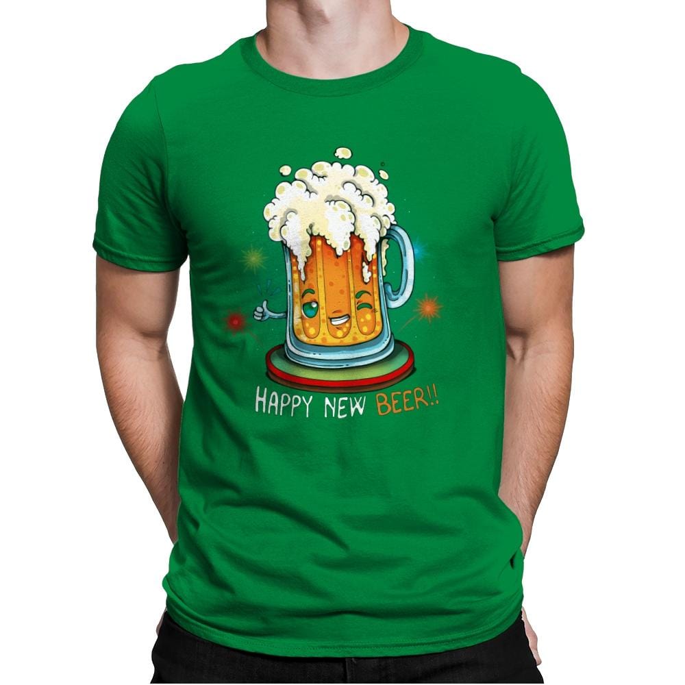 Happy New Beer - Mens Premium T-Shirts RIPT Apparel Small / Kelly