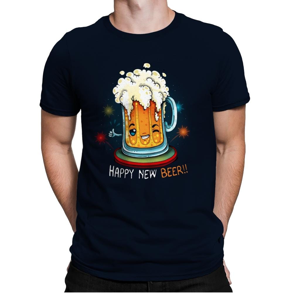 Happy New Beer - Mens Premium T-Shirts RIPT Apparel Small / Midnight Navy