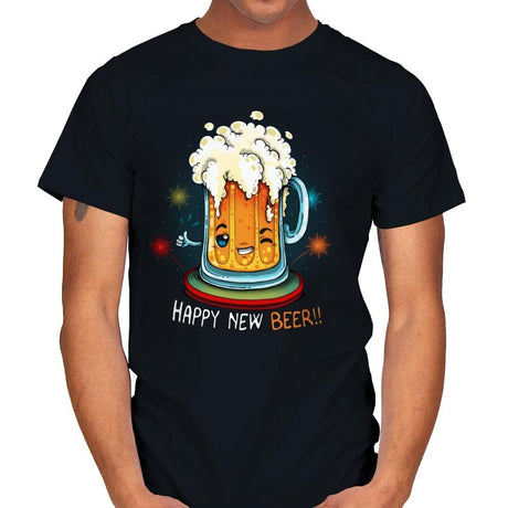 Happy New Beer - Mens T-Shirts RIPT Apparel Small / Black