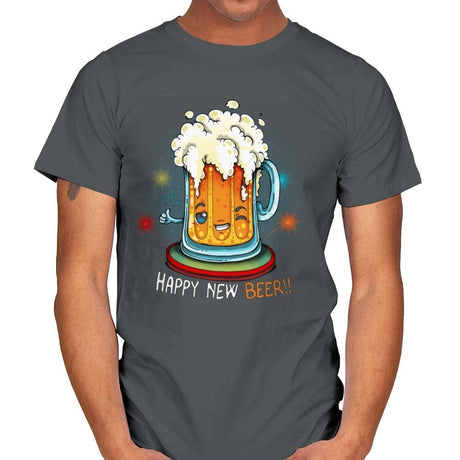 Happy New Beer - Mens T-Shirts RIPT Apparel Small / Charcoal