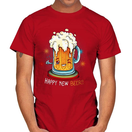 Happy New Beer - Mens T-Shirts RIPT Apparel Small / Red