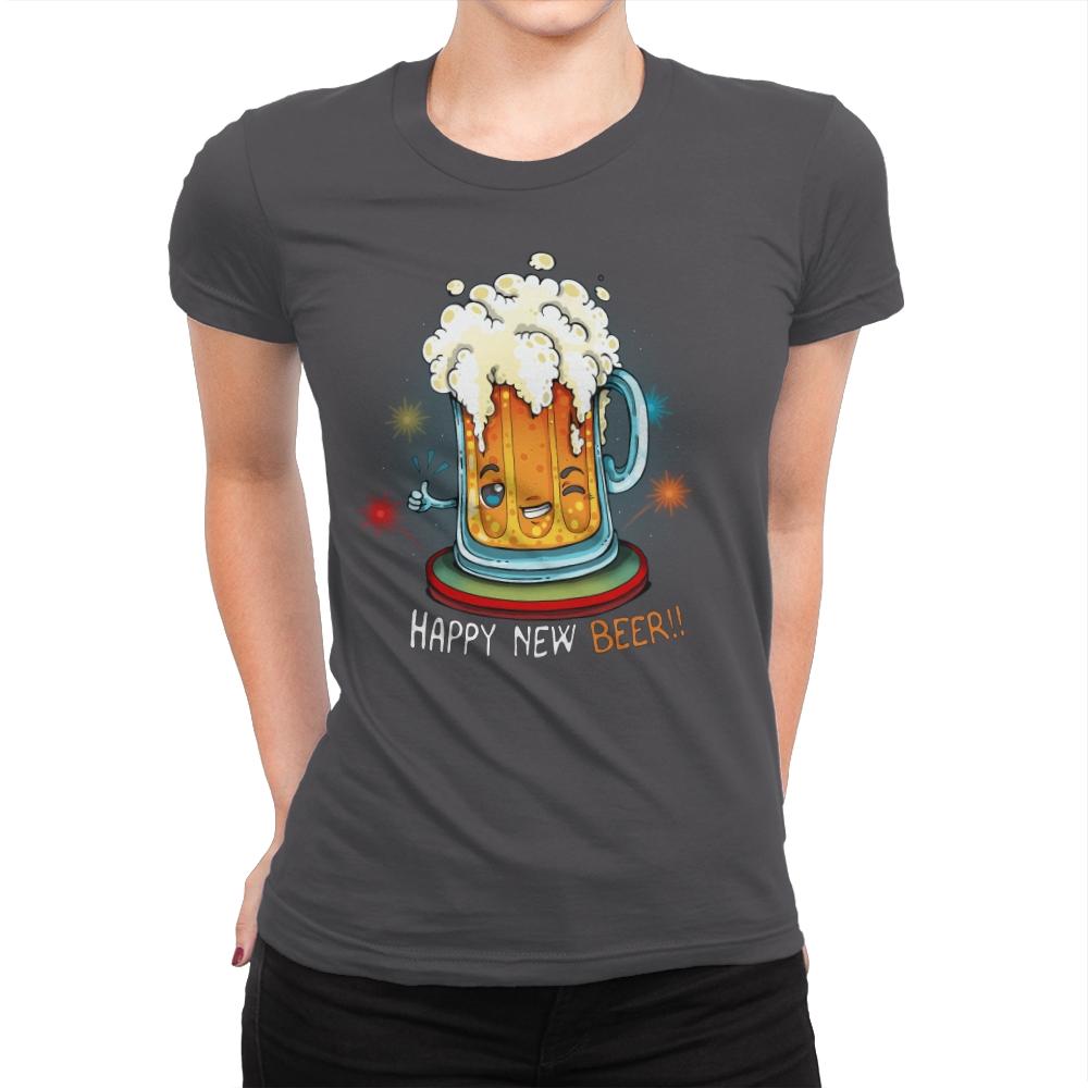 Happy New Beer - Womens Premium T-Shirts RIPT Apparel Small / Heavy Metal