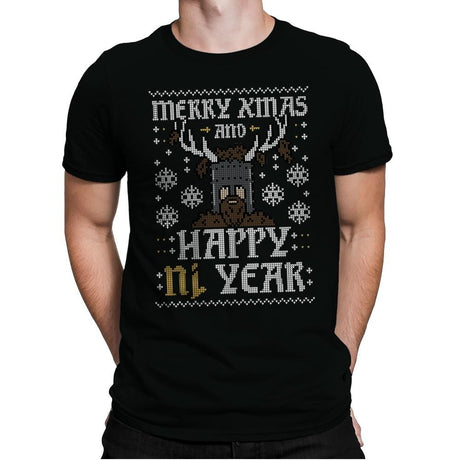 Happy Ni Year! - Ugly Holiday - Mens Premium T-Shirts RIPT Apparel Small / Black