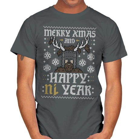 Happy Ni Year! - Ugly Holiday - Mens T-Shirts RIPT Apparel Small / Charcoal