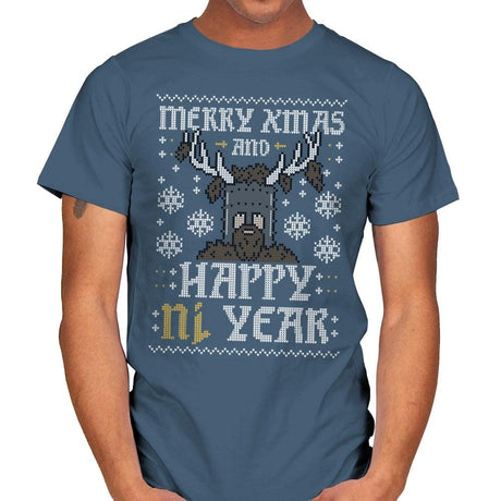 Happy Ni Year! - Ugly Holiday - Mens T-Shirts RIPT Apparel Small / Indigo Blue