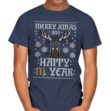 Happy Ni Year! - Ugly Holiday - Mens T-Shirts RIPT Apparel Small / Navy