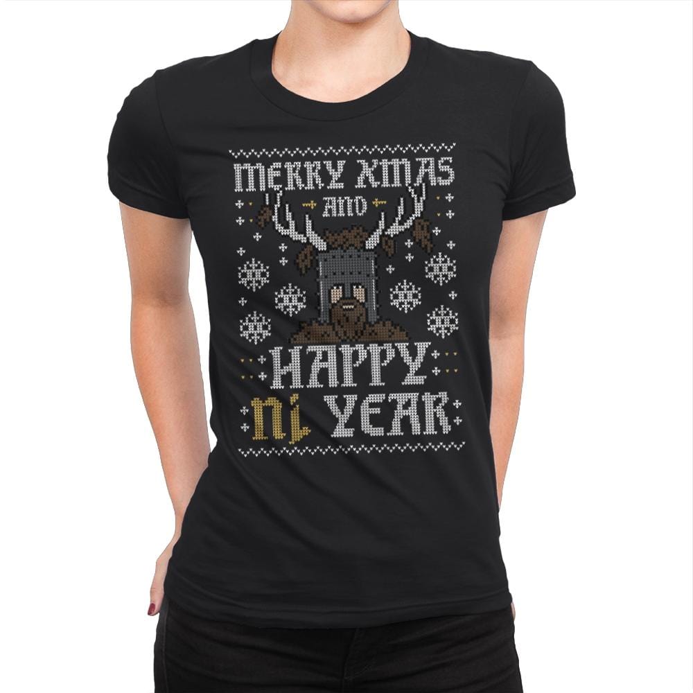 Happy Ni Year! - Ugly Holiday - Womens Premium T-Shirts RIPT Apparel Small / Black