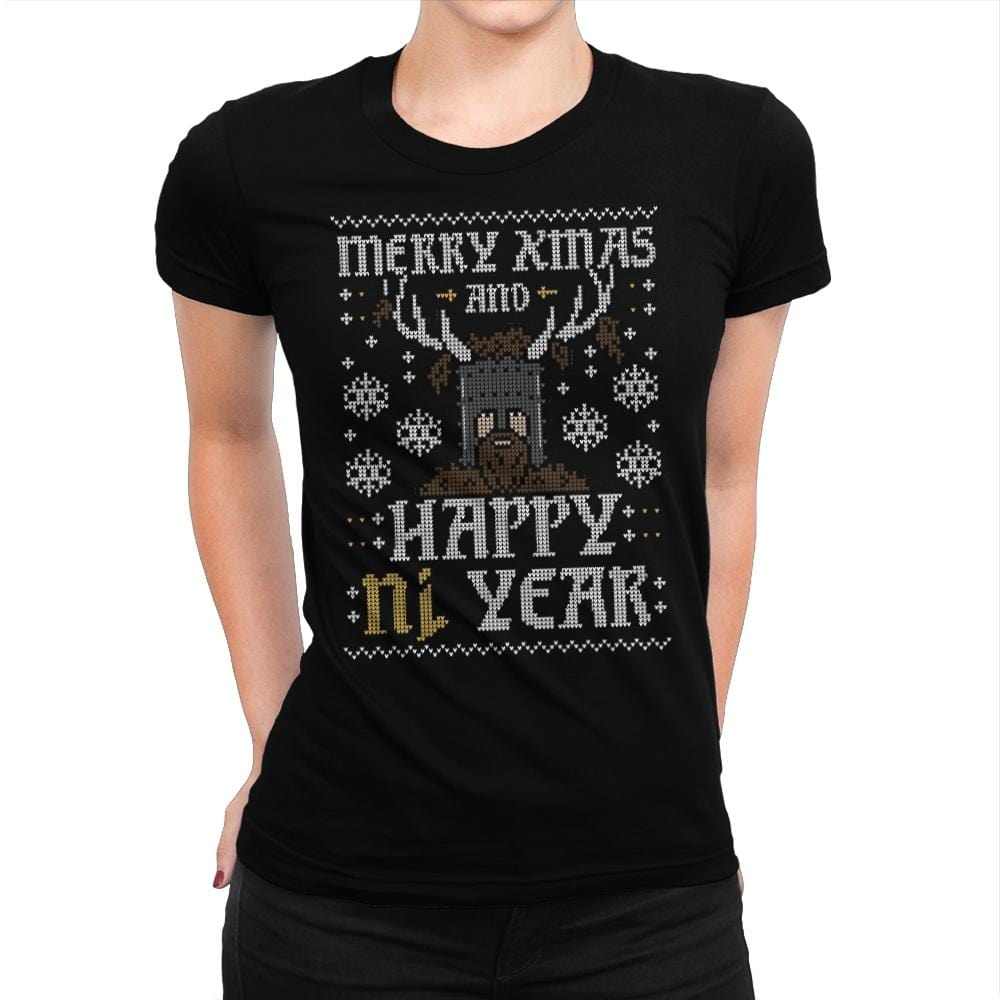 Happy Ni Year! - Ugly Holiday - Womens Premium T-Shirts RIPT Apparel Small / Indigo