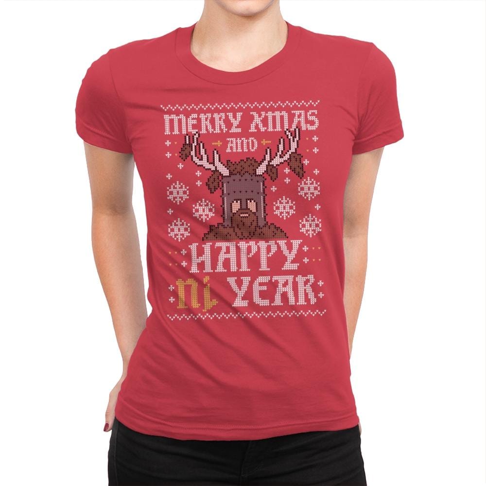 Happy Ni Year! - Ugly Holiday - Womens Premium T-Shirts RIPT Apparel Small / Red