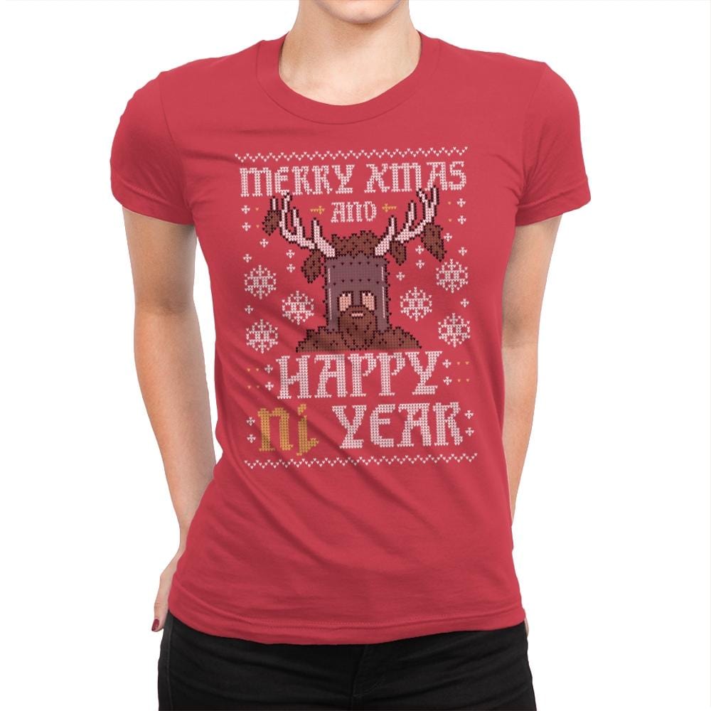Happy Ni Year! - Ugly Holiday - Womens Premium T-Shirts RIPT Apparel Small / Red