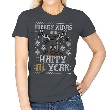Happy Ni Year! - Ugly Holiday - Womens T-Shirts RIPT Apparel Small / Charcoal