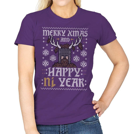 Happy Ni Year! - Ugly Holiday - Womens T-Shirts RIPT Apparel Small / Purple