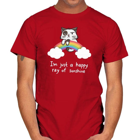 Happy Ray of Sunshine - Mens T-Shirts RIPT Apparel Small / Red