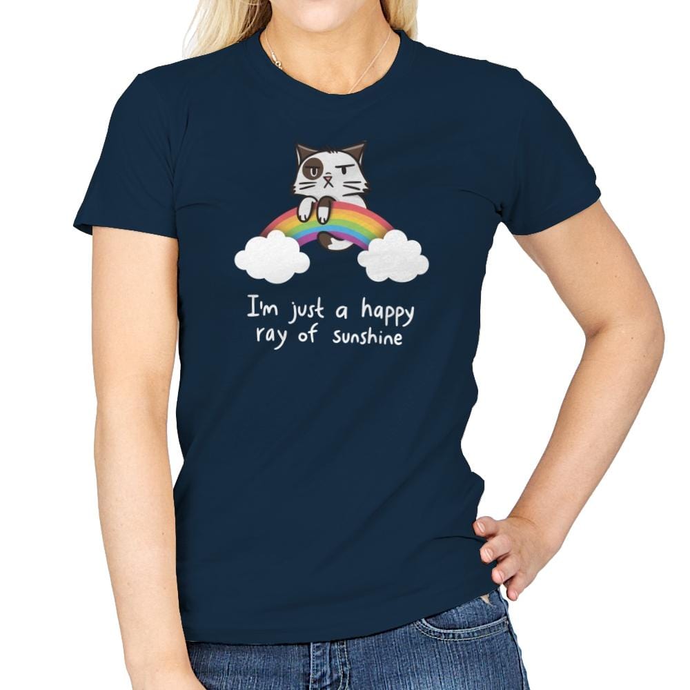 Happy Ray of Sunshine - Womens T-Shirts RIPT Apparel Small / Navy