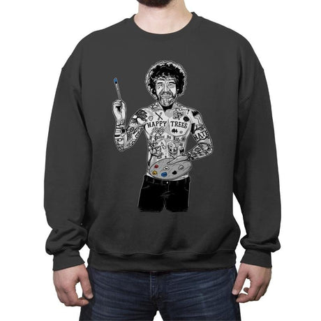 Happy Trees - Crew Neck Sweatshirt Crew Neck Sweatshirt RIPT Apparel Small / Charcoal