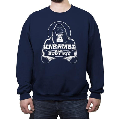 Harambe is my Homeboy - Crew Neck Sweatshirt Crew Neck Sweatshirt RIPT Apparel Small / Navy