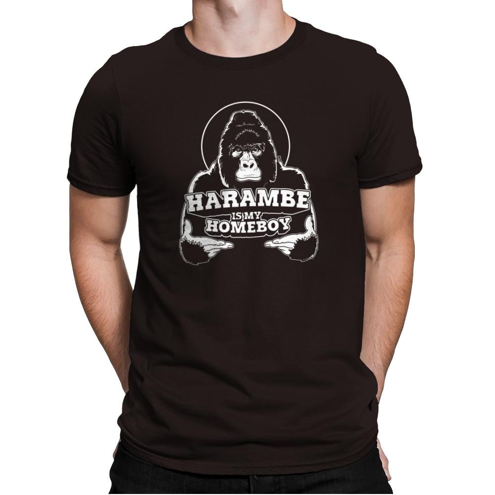 Harambe is my Homeboy Exclusive - Mens Premium T-Shirts RIPT Apparel Small / Dark Chocolate