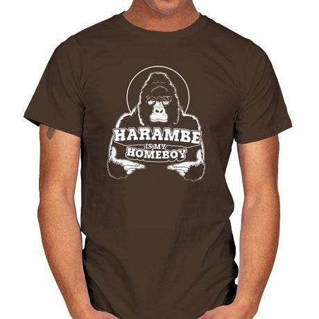 Harambe is my Homeboy Exclusive - Mens T-Shirts RIPT Apparel Small / Dark Chocolate