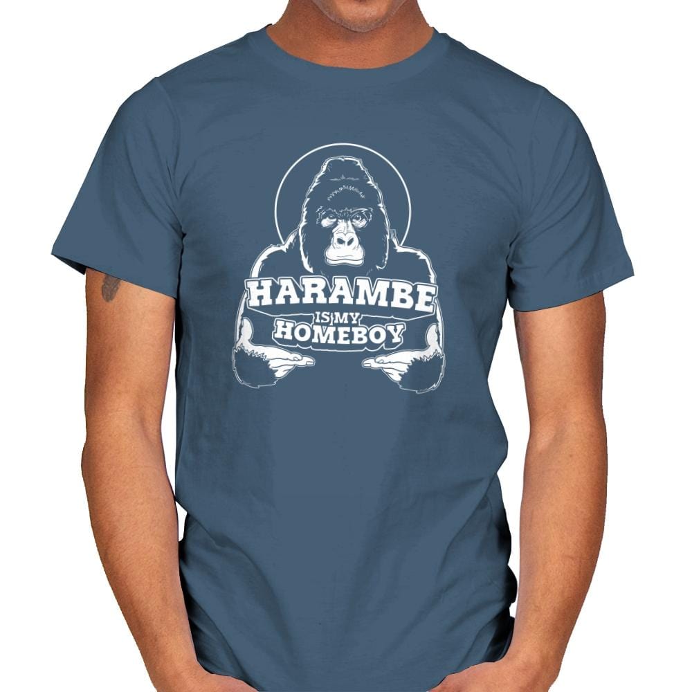 Harambe is my Homeboy Exclusive - Mens T-Shirts RIPT Apparel Small / Indigo Blue
