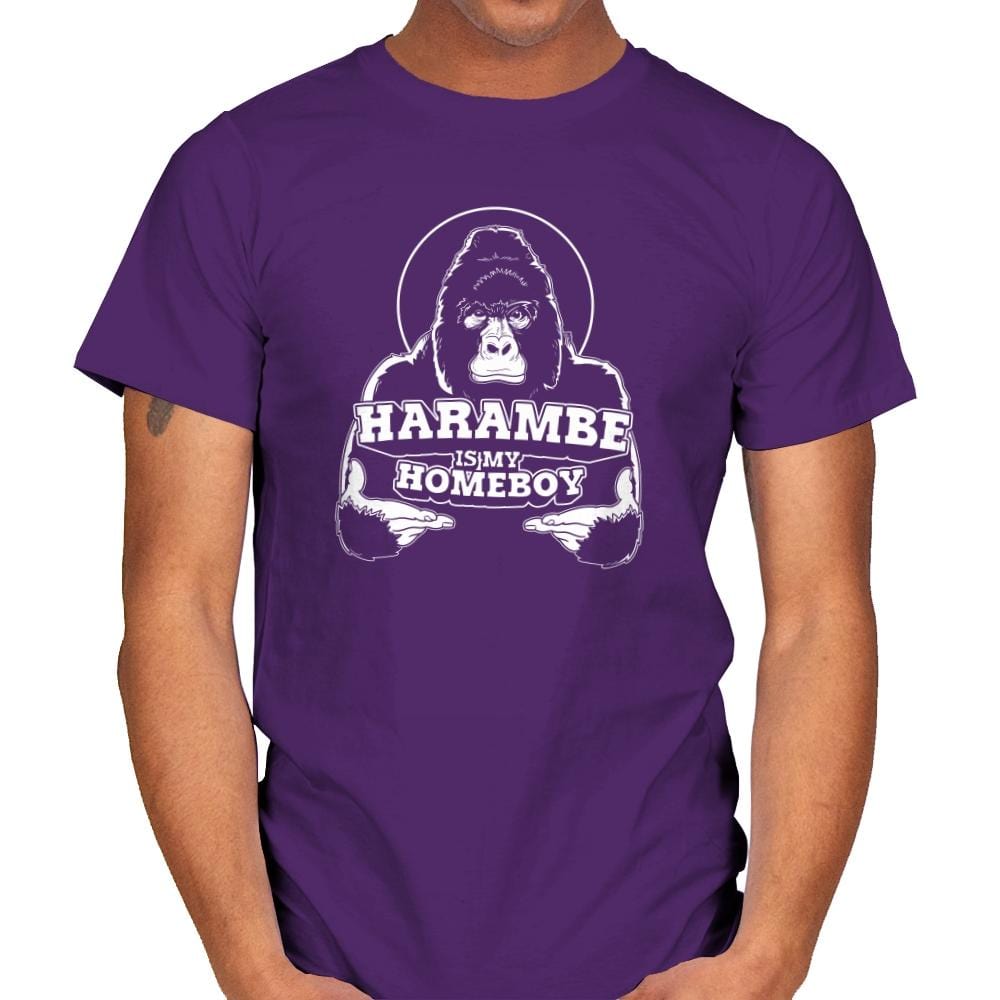 Harambe is my Homeboy Exclusive - Mens T-Shirts RIPT Apparel Small / Purple