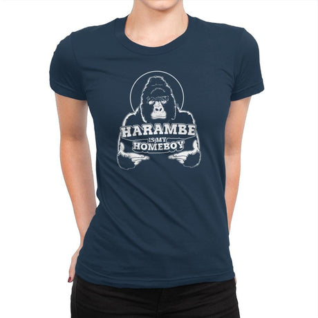 Harambe is my Homeboy Exclusive - Womens Premium T-Shirts RIPT Apparel Small / Midnight Navy