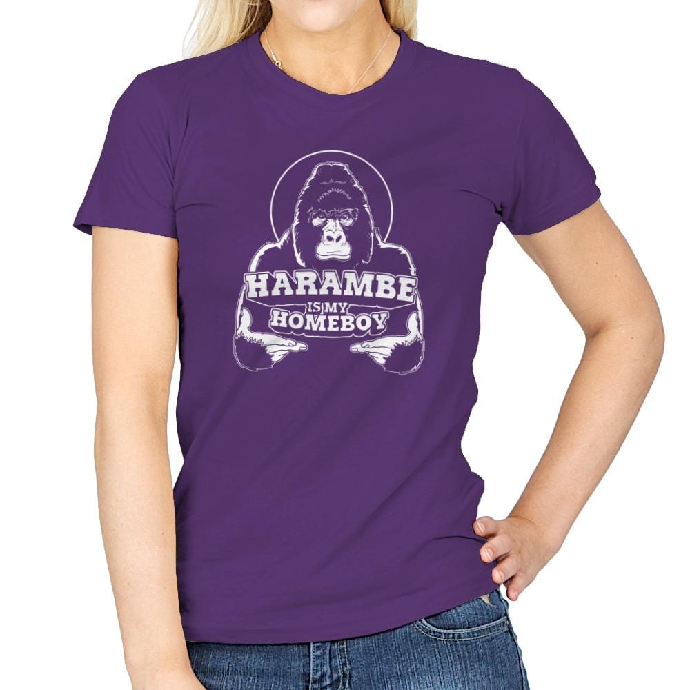 Harambe is my Homeboy Exclusive - Womens T-Shirts RIPT Apparel Small / Purple