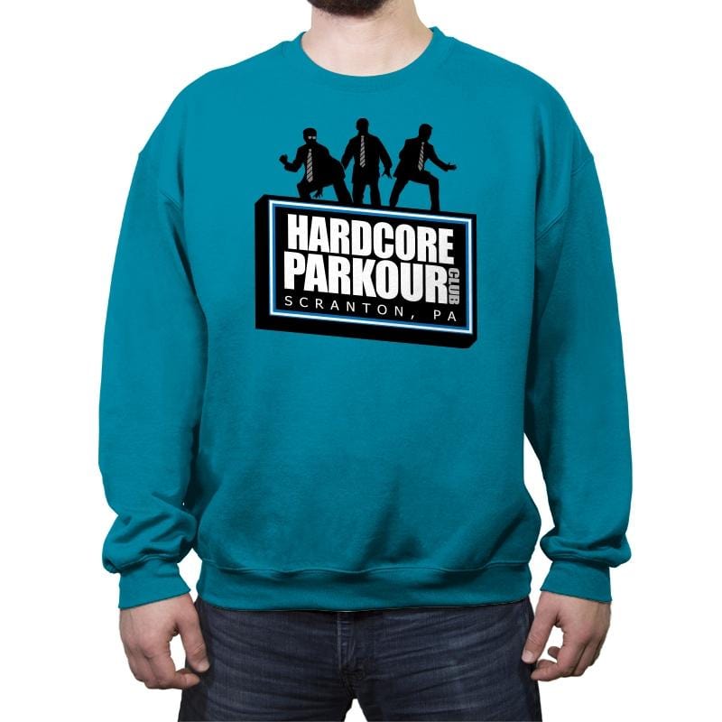 Hardcore Parkour Club - Crew Neck Sweatshirt Crew Neck Sweatshirt RIPT Apparel Small / Antique Sapphire