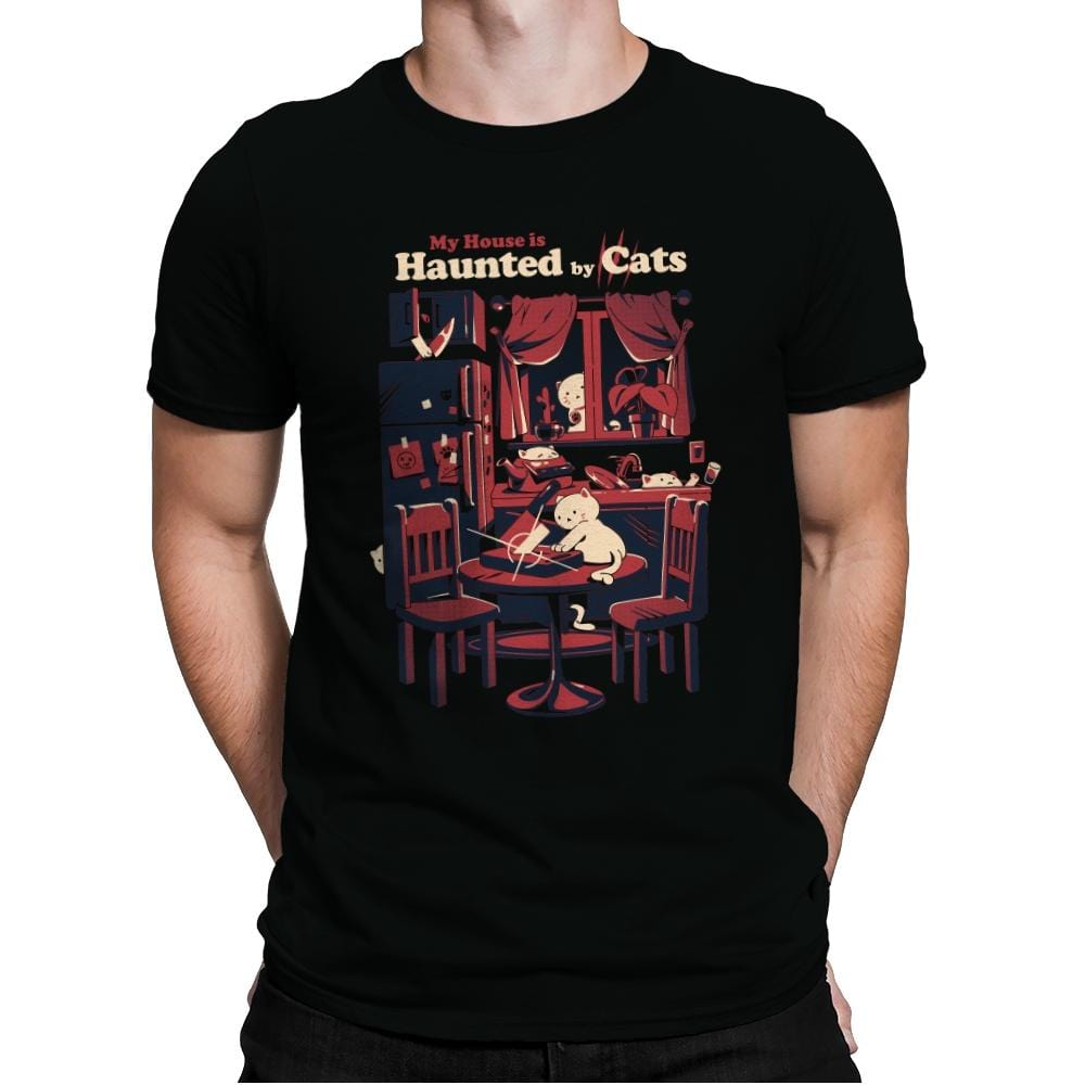 Haunted by Cats - Mens Premium T-Shirts RIPT Apparel Small / Black