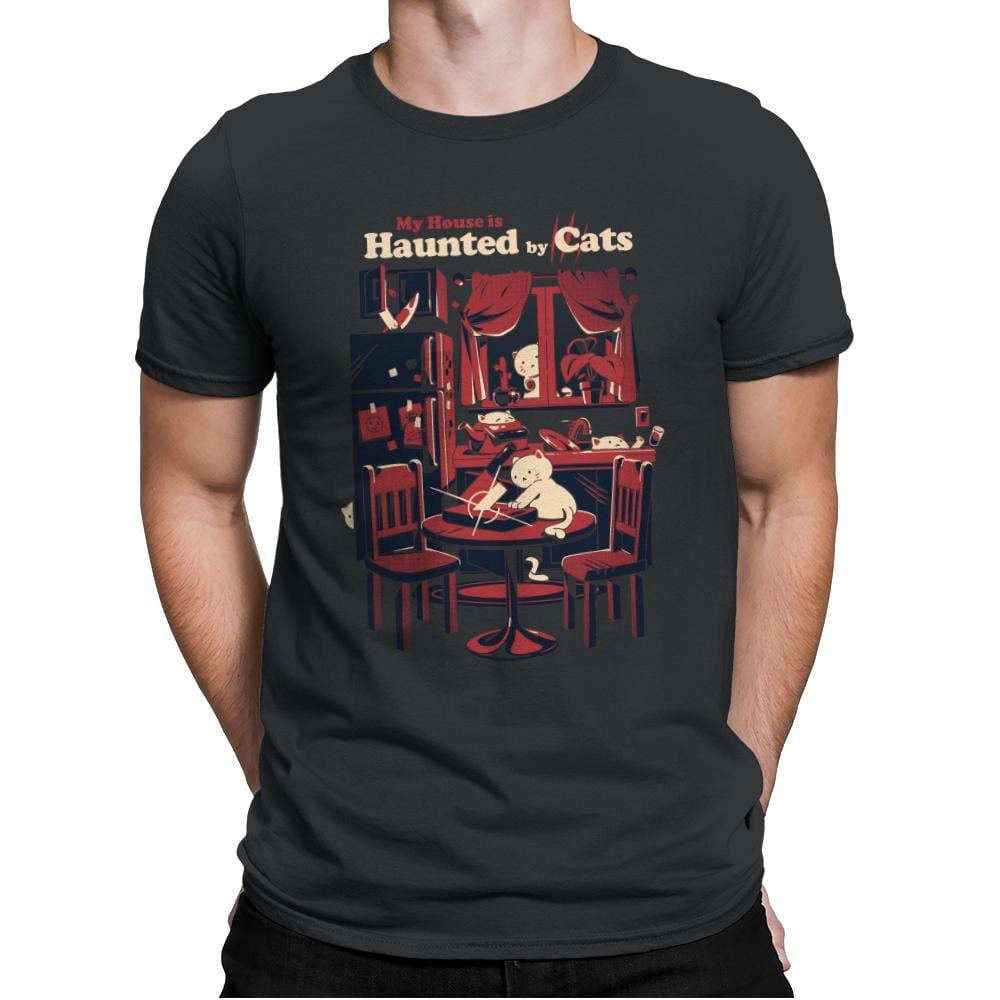 Haunted by Cats - Mens Premium T-Shirts RIPT Apparel Small / Heavy Metal